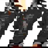 Ugly Christmas Sweater Sloth Riding Llama Elf Hat Outfit Women Hoodie