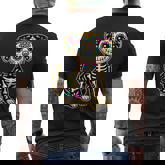 Dia De Los Muertos Skeleton Sugar Skull Dog Day Of The Dead Men's T-shirt Back Print