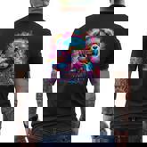 Dj Music Colorful Teddy Bear Men's T-shirt Back Print