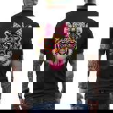 Tiger With Glasses Bubblegum And Bow Men's T-shirt Back Print