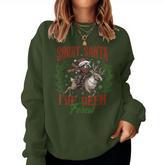 Sorry Santa I’Ve Been Feral Raccoon Riding Horse Xmas Women Sweatshirt