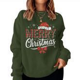 Merry Christmas Lights Santa Hat Xmas Family Women Sweatshirt