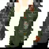 Ugly Christmas Sweater Sloth Riding Llama Elf Hat Outfit Women Sweatshirt