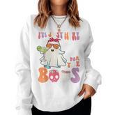 I'm Just Here For The Boos Ghost Halloween Margarita Groovy Women Sweatshirt