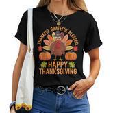 Thankful Grateful Blessed Turkey Happy Thanksgiving Women T-shirt