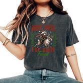 Sorry Santa I’Ve Been Feral Raccoon Riding Horse Xmas Women's Oversized Comfort T-Shirt