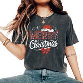 Merry Christmas Lights Santa Hat Xmas Family Women's Oversized Comfort T-Shirt