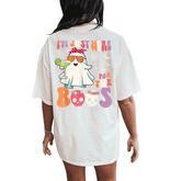 I'm Just Here For The Boos Ghost Halloween Margarita Groovy Women's Oversized Comfort T-Shirt Back Print
