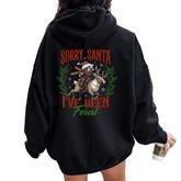 Sorry Santa I’Ve Been Feral Raccoon Riding Horse Xmas Women Oversized Hoodie Back Print