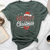 Merry Christmas Lights Santa Hat Xmas Family Bella Canvas T-shirt