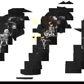 Skeleton Playing Guitar Moon Halloween Music Boys Womens T-Shirt