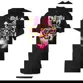 Tiger With Glasses Bubblegum And Bow T-Shirt