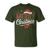Merry Christmas Lights Santa Hat Xmas Family T-Shirt