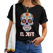 Dia De Los Muertos Sugar Skull Flower Mexican Heritage Women T-Shirt