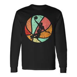 Retro Basketball Player Dunk Silhouette Langarmshirts - Seseable