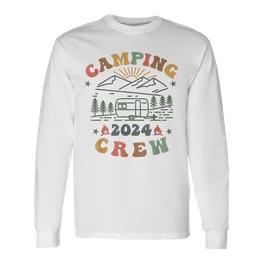 Camping Crew 2024 Familienpassender Sommertrip Camp Retro Langarmshirts - Seseable