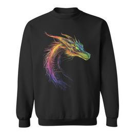 Drachen-Zeichnung Buntes Tier-Kunstwerk Fantasy-Drache Sweatshirt - Seseable