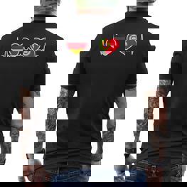 Deutschland Portugal Herz Liebe Herzlinie T-Shirt mit Rückendruck - Seseable