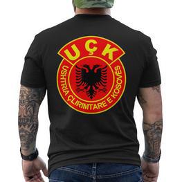 Uqk Flag Kosovo Albaner Uck Jashari Army Eagle T-Shirt mit Rückendruck - Seseable