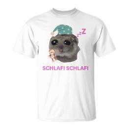 Schlafi Schlafi Sad Hamster Meme Gray T-Shirt - Seseable