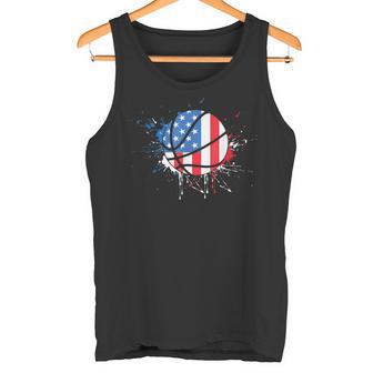 American Flag Baller Dunking Usa Flag Basketball Tank Top - Seseable