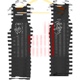 American Satanic Flag Make America Satanic Baphomet Satan Tank Top - Monsterry