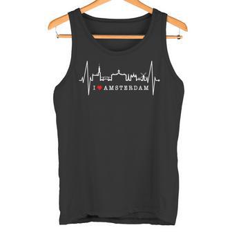 Amsterdam Skyline Netherlands Heartbeat Fan I Love Holland Tank Top - Geschenkecke