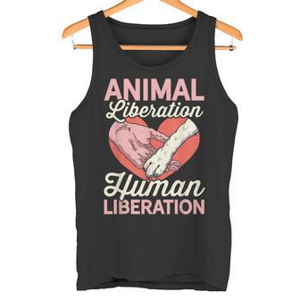 Animal Liberation Human Liberation Animal Lover Zoo Keeper Tank Top - Monsterry
