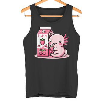 Axolotl Strawberry Milk Retro Kawaii Japan Axolotl Tank Top - Geschenkecke