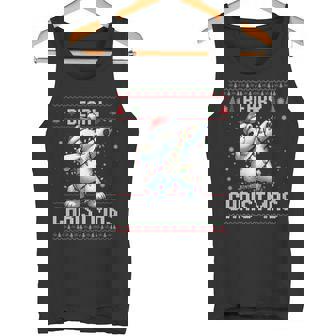 Beary Christmas Dabbing Polar Bear Santa Hat Xmas Lights Tank Top - Monsterry