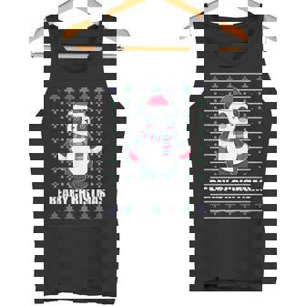 BEARY CHRISTMAS Panda Bear Cute Ugly Christmas Sweater Meme Tank Top - Monsterry