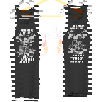 Calavera De Gimnasio Para Culturismo Mi Calentamiento Es Tu Entrenamiento Sin Mangas Camiseta sin mangas - Regaloses