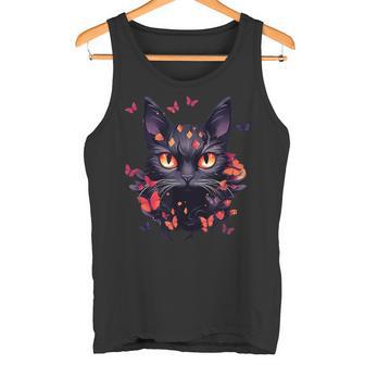 Cat With Butterflies Butterfly Cats Animal Tank Top - Monsterry