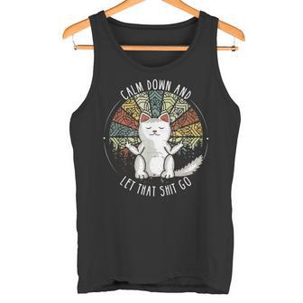 Cat Middle Finger Retro Slogan Tank Top - Seseable