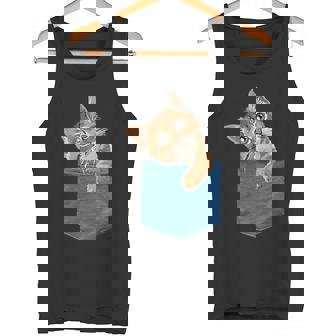 Cat In Pocket Coming Out Cute Cat Peeking In Pocket Kitty Tank Top - Monsterry