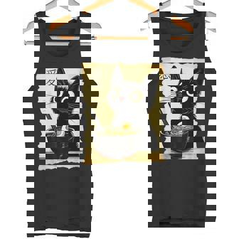 Cat Ramen Graphic Tee Japanese Kawaii Anime Cat Tank Top - Monsterry