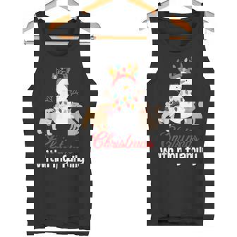 Christmas With My Family Dog Cat Snowman Funny Gift Pajama Tank Top - Monsterry