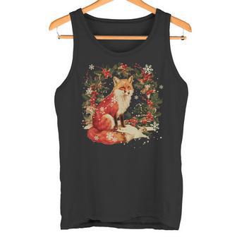Christmas Vintage 90s Fox Woodland Animal Cottagecore Tank Top - Monsterry
