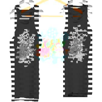 Christmas Zoo Animal Exotic Bird Snowman Snowflake Flamingo Tank Top - Monsterry