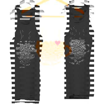 Coffee Lover's Steaming Cup Filled With Hearts Coffee Lover Tank Top - Monsterry