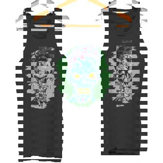 Colourful Horror Punk Zombie Skull Tank Top - Monsterry