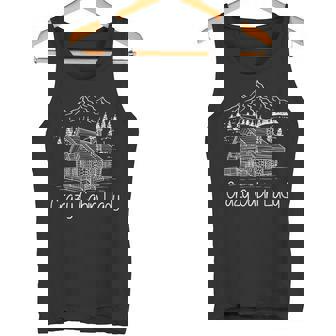 Crazy Cabin Lady Cozy Log Cabin Homes Mountain House Cottage Tank Top - Monsterry