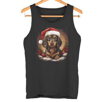 Dachshund With Santa Hat Christmas With Dog Tank Top - Geschenkecke