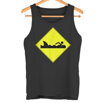 Divertido Peligro Tiburón Cruce Señal De Advertenciaerano Playa Camiseta sin mangas - Regaloses