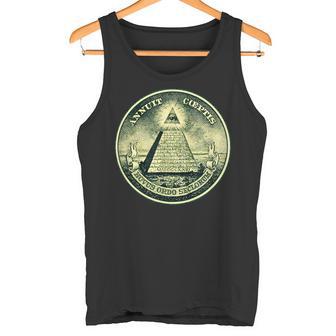 A Dollar Note Allseeing Eye Pyramid Illuminati Tank Top - Geschenkecke