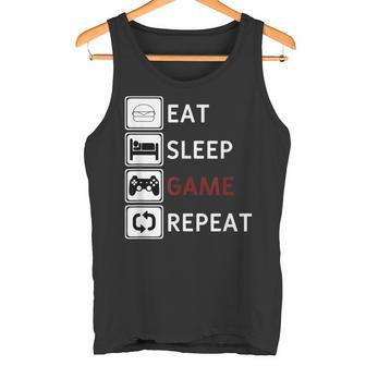 Eat Sleep Game Repeat Essen Schlafen Gamecken Wiederholen Tank Top - Geschenkecke