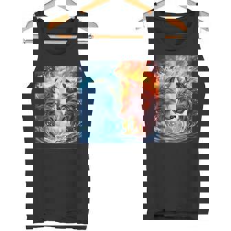 Fire And Water Good And Evil Wolf Magic Wolf Tank Top - Monsterry