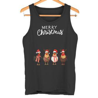 Frohe Weihnachten Hühner Mit Weihnachtsmützen Süßer Hühnerliebhaber Tank Top - Geschenkecke