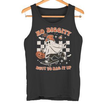 Halloween Ghost No Diggity Bout to Bag it Up Toddler Kids Tank Top - Monsterry