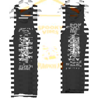 Halloween Spooky Vibes Pumpkin Pie Skeleton Costume Tank Top - Monsterry